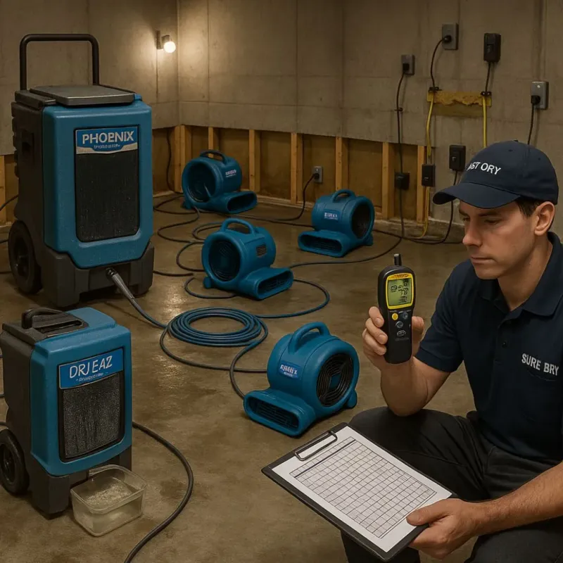 Structural Drying and Dehumidification process in Ladera Ranch, CA